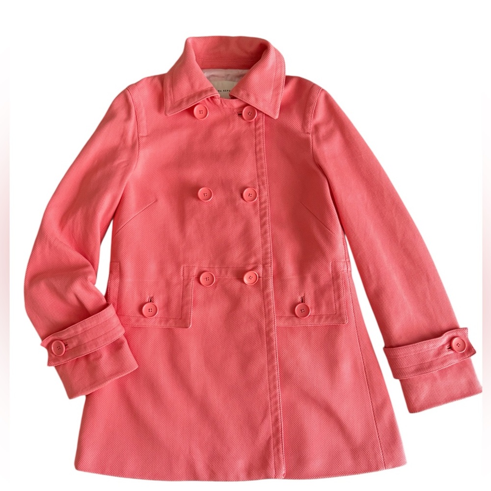 Banana Republic salmon pink double-breasted pea coat with a pebbled texture S